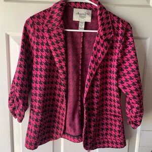 American Rag Pink and Black Houndstooth Blazer